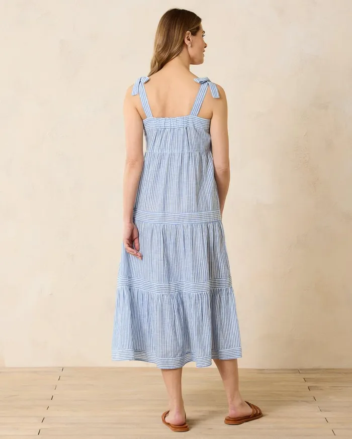 Tommy Bahama Shoreline Stripe Coverup Dress Beaming Blue Women Dresses