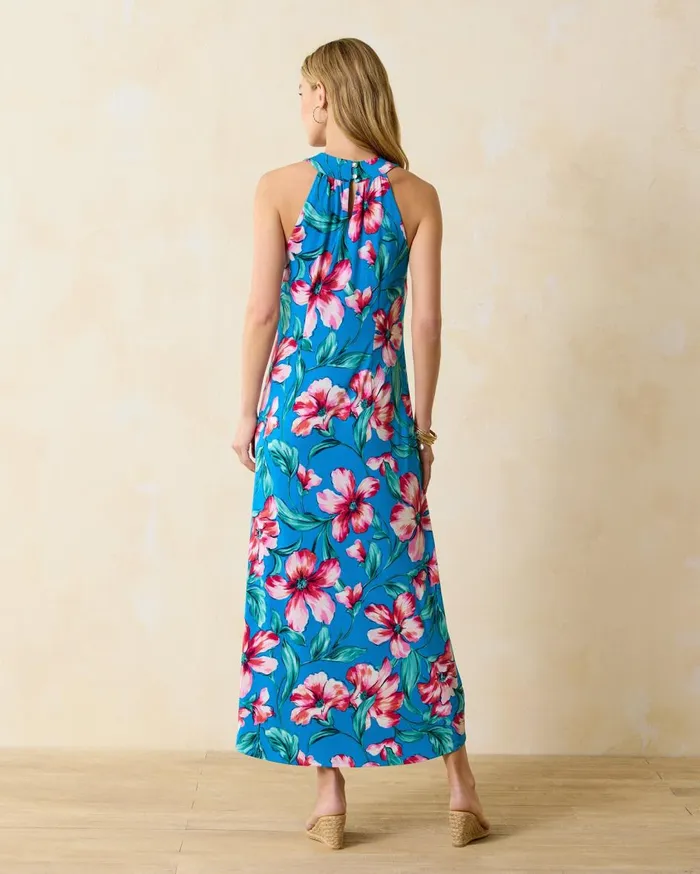 Tommy Bahama St Barts Blossom Halter Maxi Dress Pacific Cyan Women Dresses Tommy Bahama St Barts Blossom Halter Maxi Dress Pacific Cyan Women Dresses