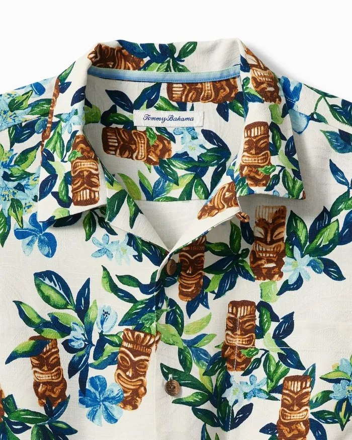 Tommy Bahama Tiki Tumble Silk Camp Shirt Continental Men Shirts