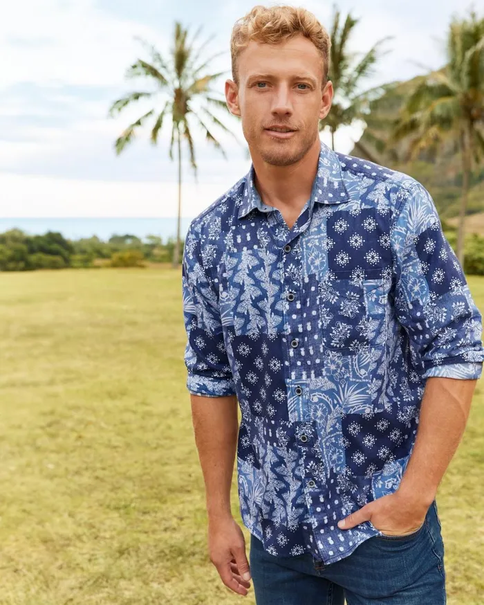 Tommy Bahama Tortola Bandana Blues LongSleeve Shirt Blue Jean Men Shirts Tommy Bahama Tortola Bandana Blues LongSleeve Shirt Blue Jean Men Shirts