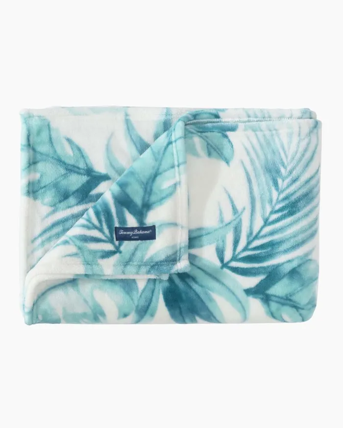 Tommy Bahama Waimea Bay Reversible Fleece Throw Aqua Beach and Home Bedding Tommy Bahama Waimea Bay Reversible Fleece Throw Aqua Beach and Home Bedding