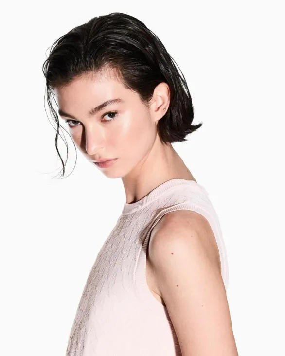 Top With Allover Logo Pink Women Armani Knitwear Top With Allover Logo Pink Women Armani Knitwear