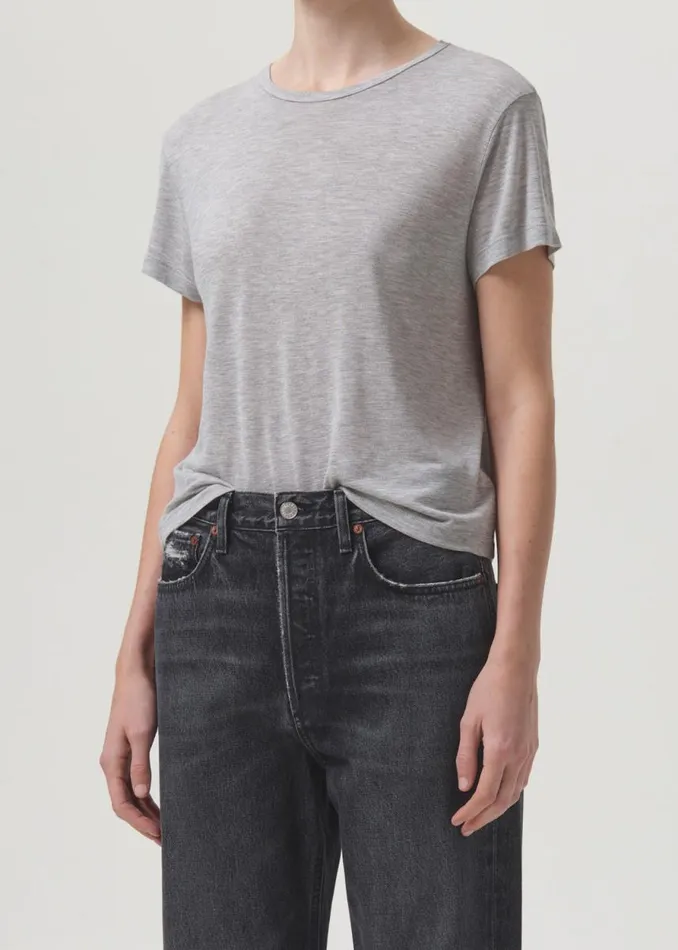 Tops and Bodysuits Women Agolde Drew Tee In Grey Heather