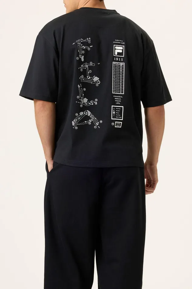 Tops and TShirts Men Fila Country Club Golf Course Map Box Tee 001 Black