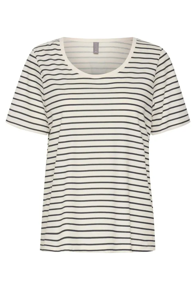Tops and TShirts Women CULTURE CUdeia Tshirt Whitesalute Stripe
