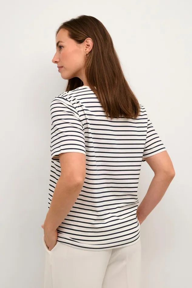 Tops and TShirts Women CULTURE CUdeia Tshirt Whitesalute Stripe
