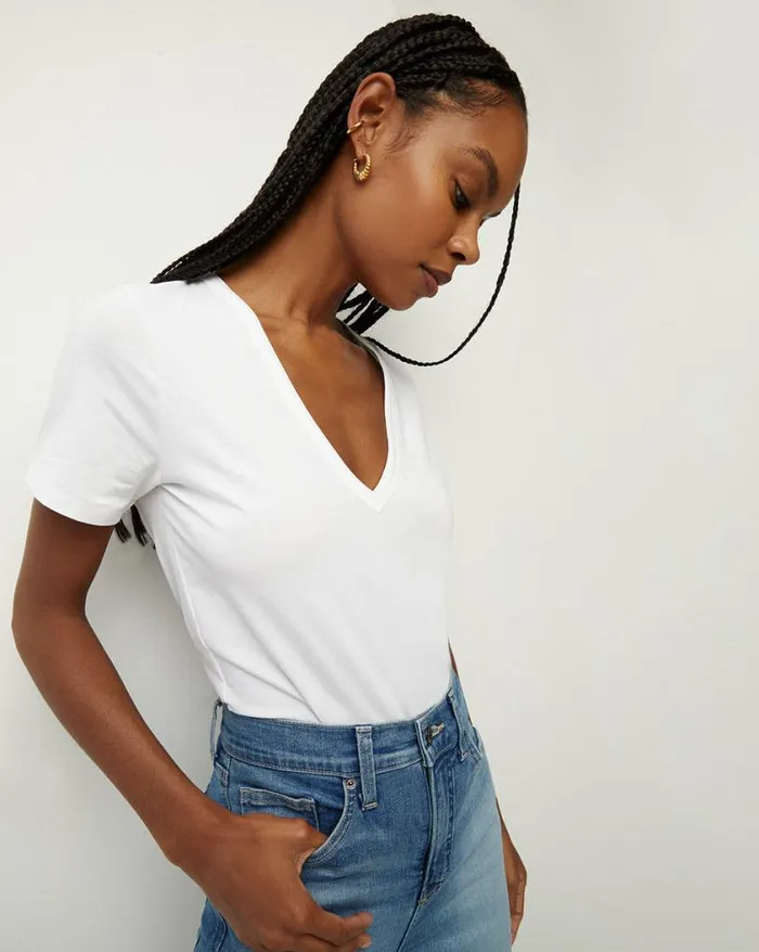 Tops and Tees Shop Veronica Beard Cindy VNeck Tee White
