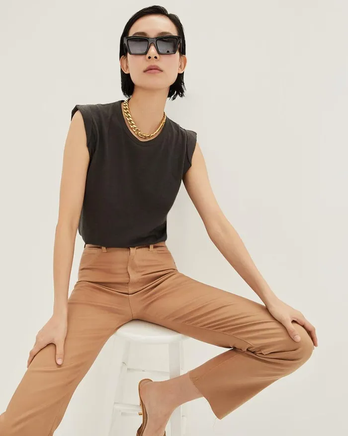 Tops and Tees Shop Veronica Beard Dree Muscle Tee Charcoal