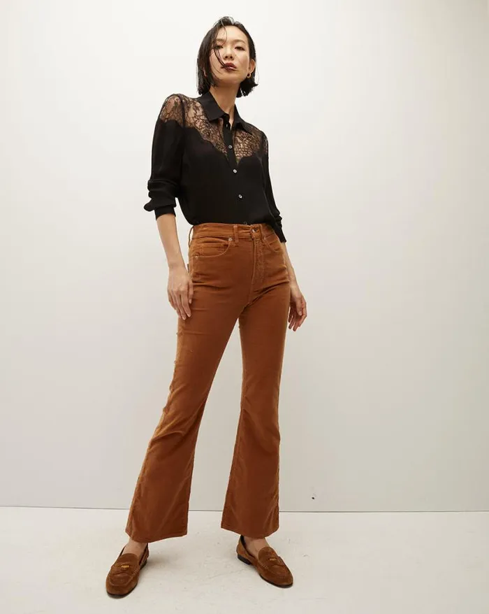 Tops and Tees Shop Veronica Beard Greer Lace ButtonDown Top Black