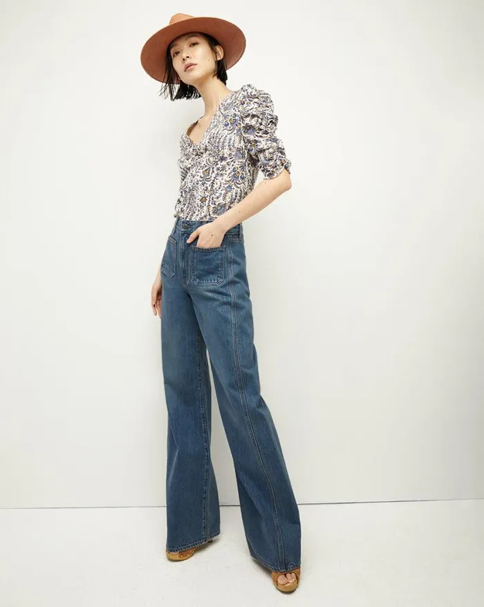 Tops and Tees Shop Veronica Beard Henrieta Floral Top Ecru Multi