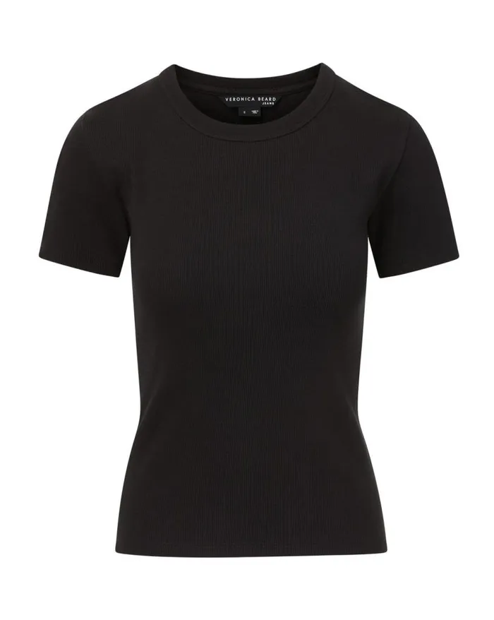 Tops and Tees Shop Veronica Beard Pruitt Ribbed Tee Black