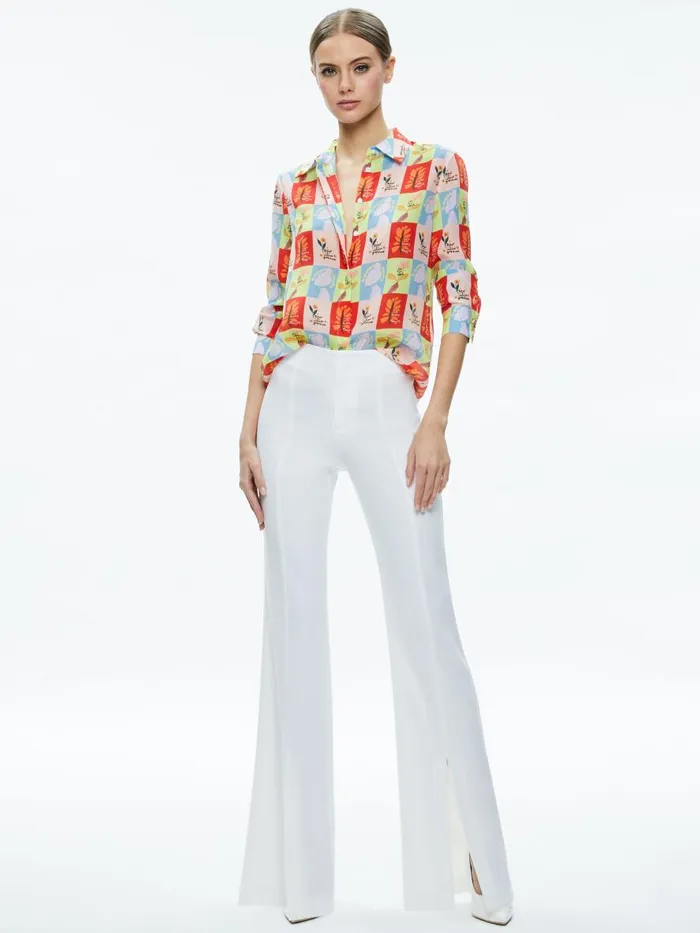 Tops Women Alice Olivia AO X ORIS EDDU WILLA PLACKET TOP Blair Z Ladies