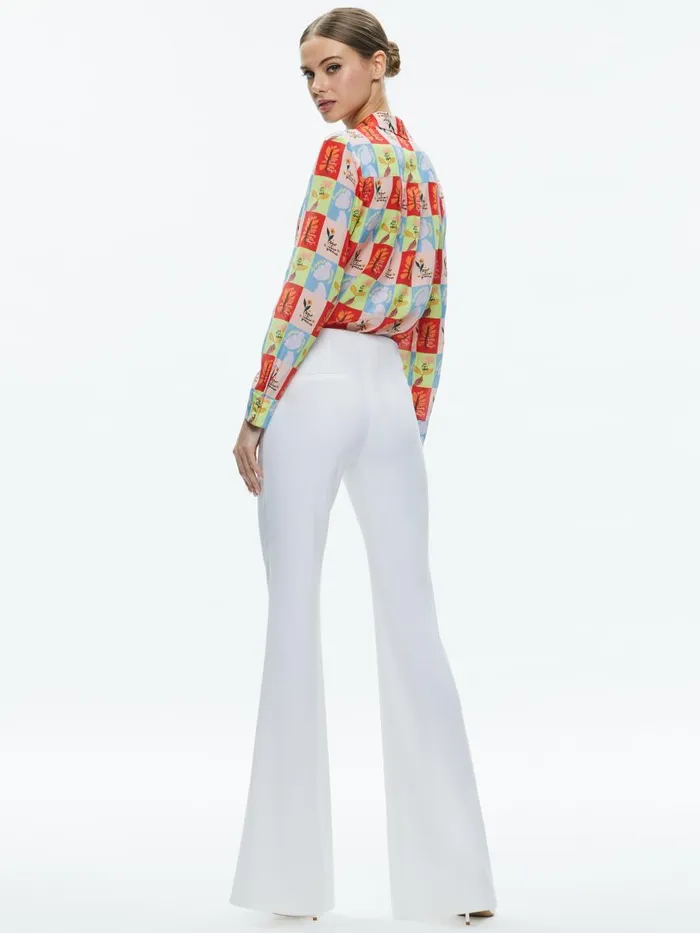 Tops Women Alice Olivia AO X ORIS EDDU WILLA PLACKET TOP Blair Z Ladies