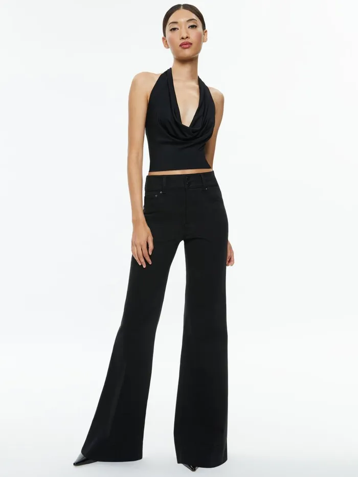 Tops Women Alice Olivia AYANNA CROPPED HALTER TOP Black