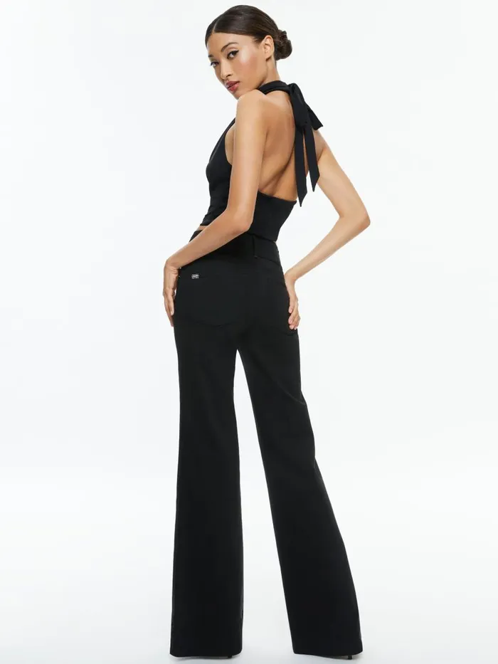 Tops Women Alice Olivia AYANNA CROPPED HALTER TOP Black