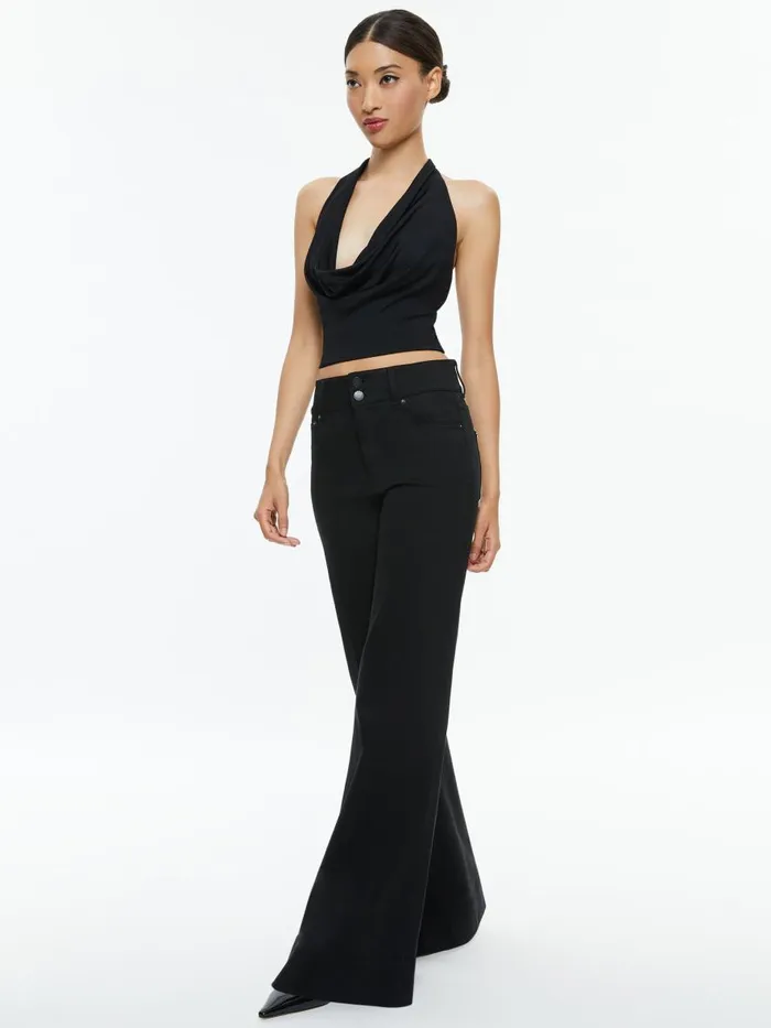 Tops Women Alice Olivia AYANNA CROPPED HALTER TOP Black