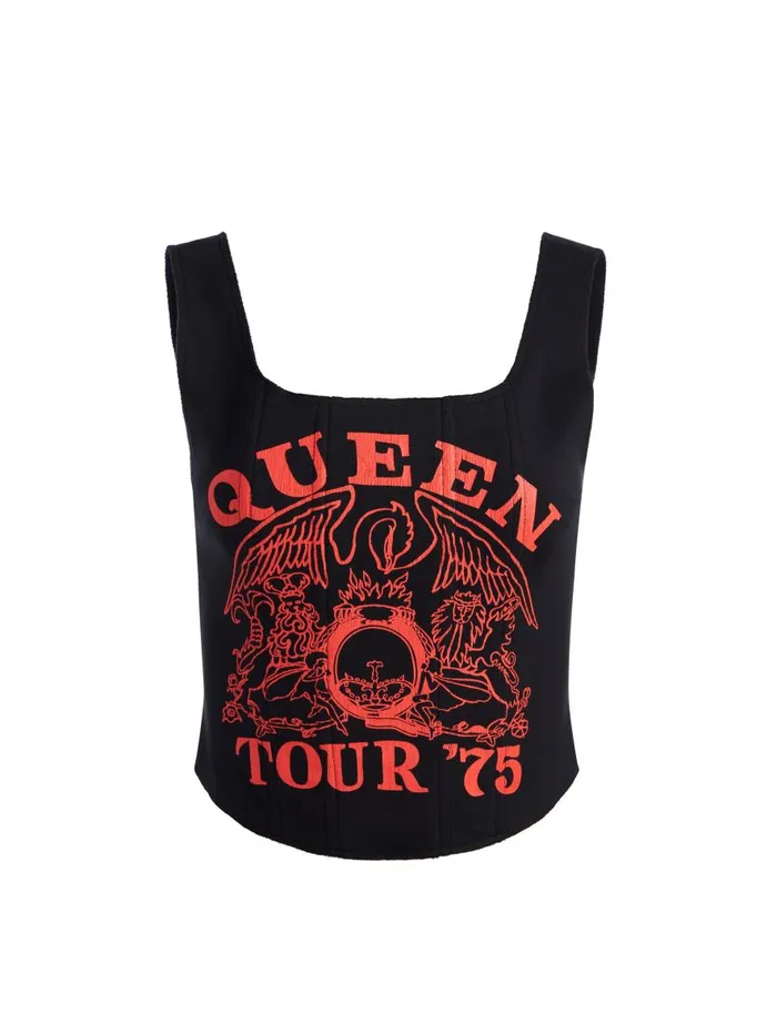 Tops Women Alice Olivia BRESLIN BAND TEE CORSET TOP Blackbright Ruby