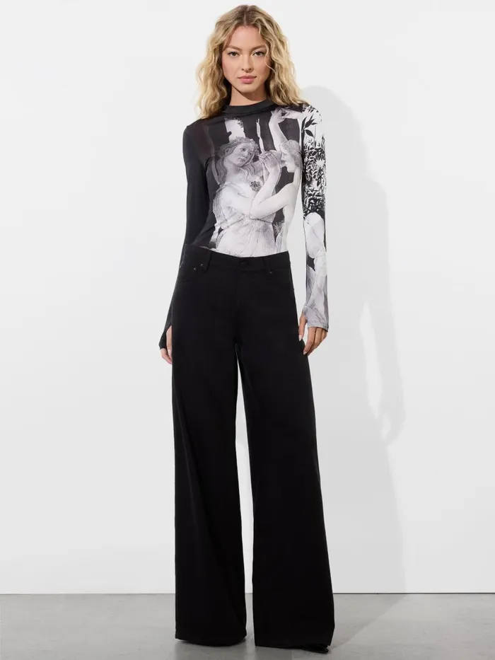 Tops Women Alice Olivia DELAINA LONG SLEEVE MOCK NECK TOP Renaissance Fresco