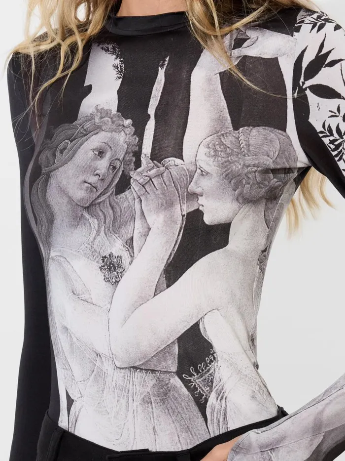 Tops Women Alice Olivia DELAINA LONG SLEEVE MOCK NECK TOP Renaissance Fresco