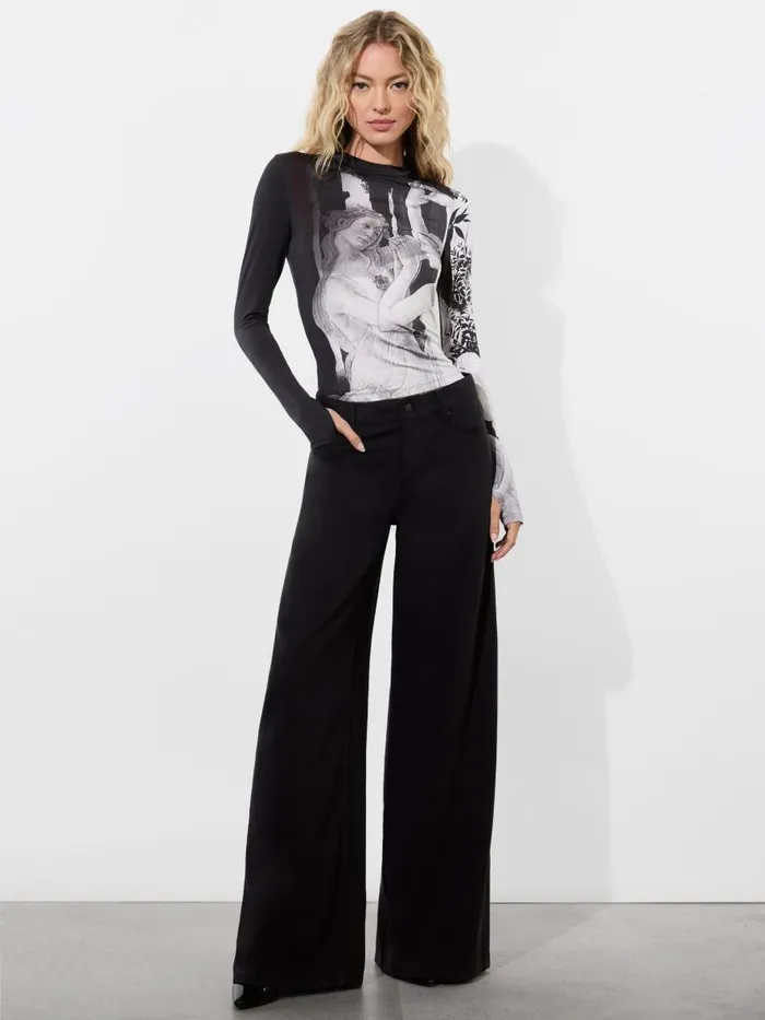 Tops Women Alice Olivia DELAINA LONG SLEEVE MOCK NECK TOP Renaissance Fresco