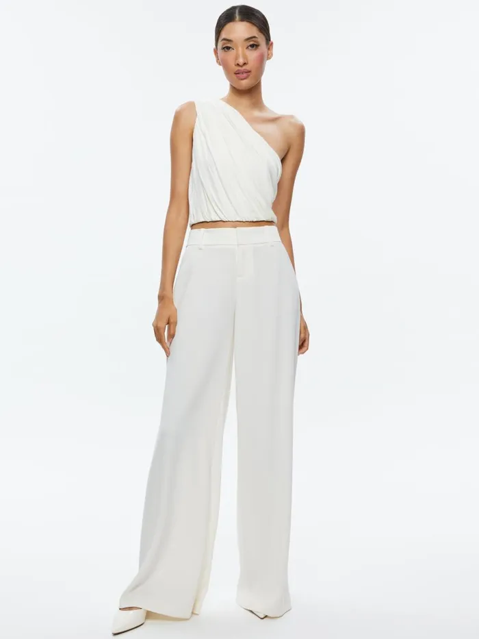 Tops Women Alice Olivia JEANE DRAPED CROPPED TOP Off White
