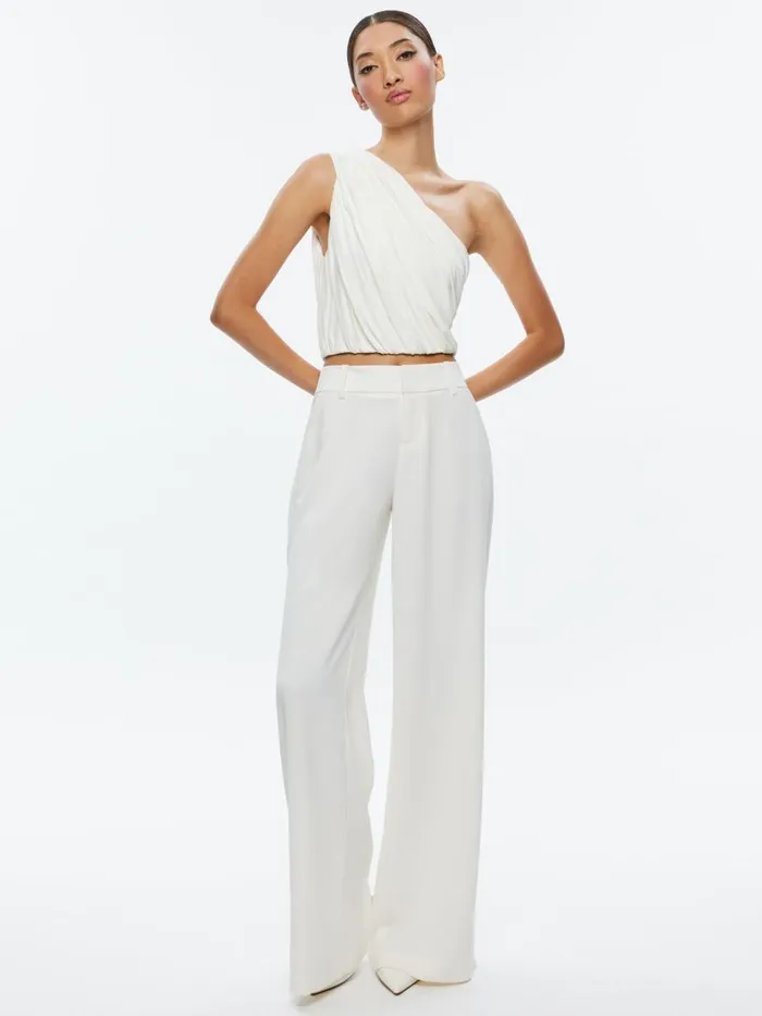 Tops Women Alice Olivia JEANE DRAPED CROPPED TOP Off White