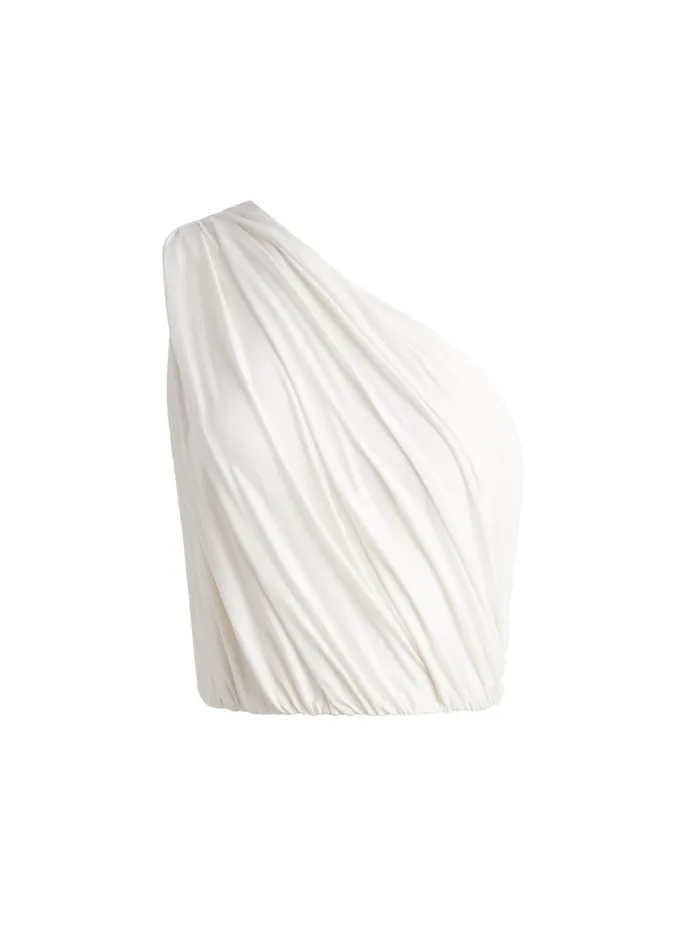 Tops Women Alice Olivia JEANE DRAPED CROPPED TOP Off White