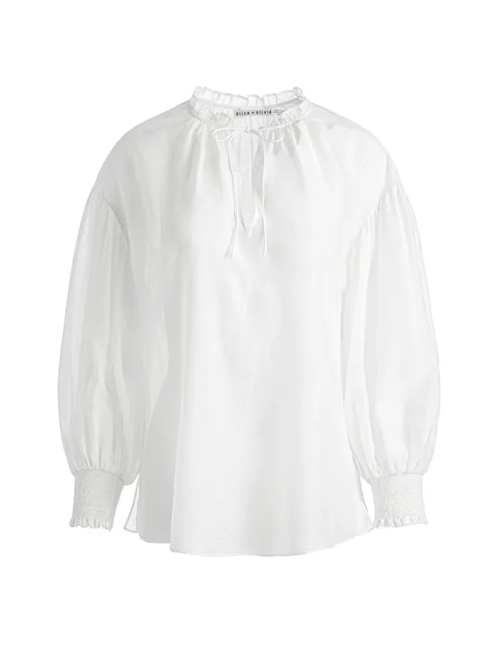 Tops Women Alice Olivia JULIUS VOLUMINOUS BLOUSON SLEEVE BLOUSE Black