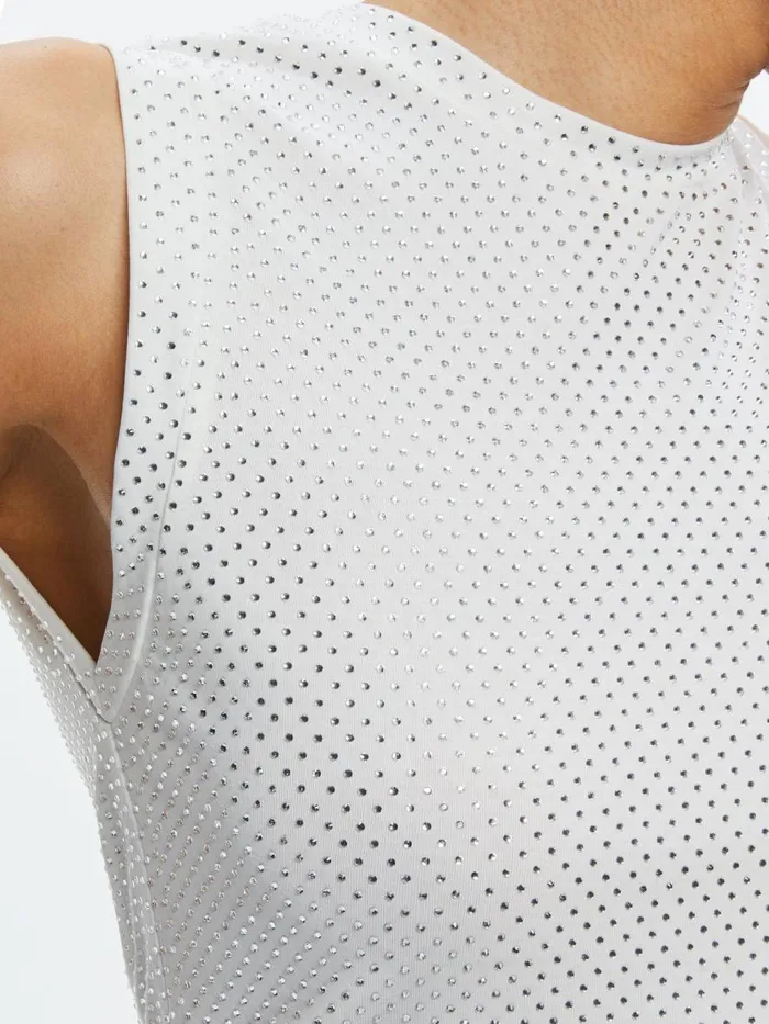 Tops Women Alice Olivia KAPPA EMBELLISHED CROPPED TANK Off Whiteclear