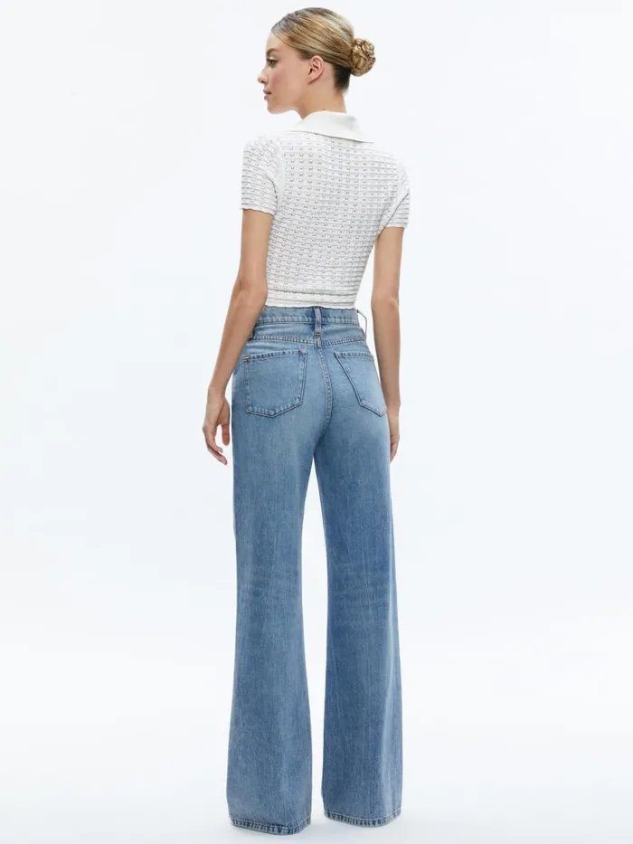 Tops Women Alice Olivia LINDA CROPPED POLO Soft White