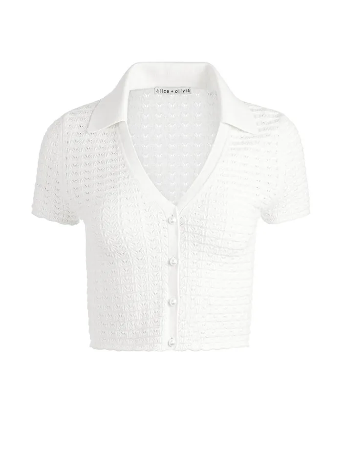Tops Women Alice Olivia LINDA CROPPED POLO Soft White
