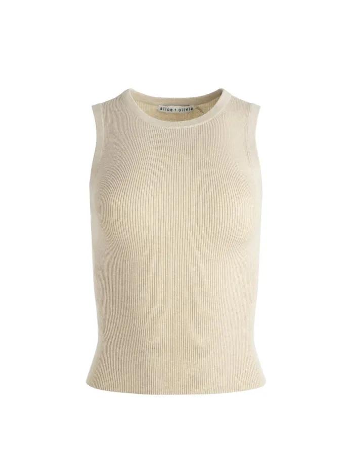 Tops Women Alice Olivia TONITA RIBBED TANK Almond