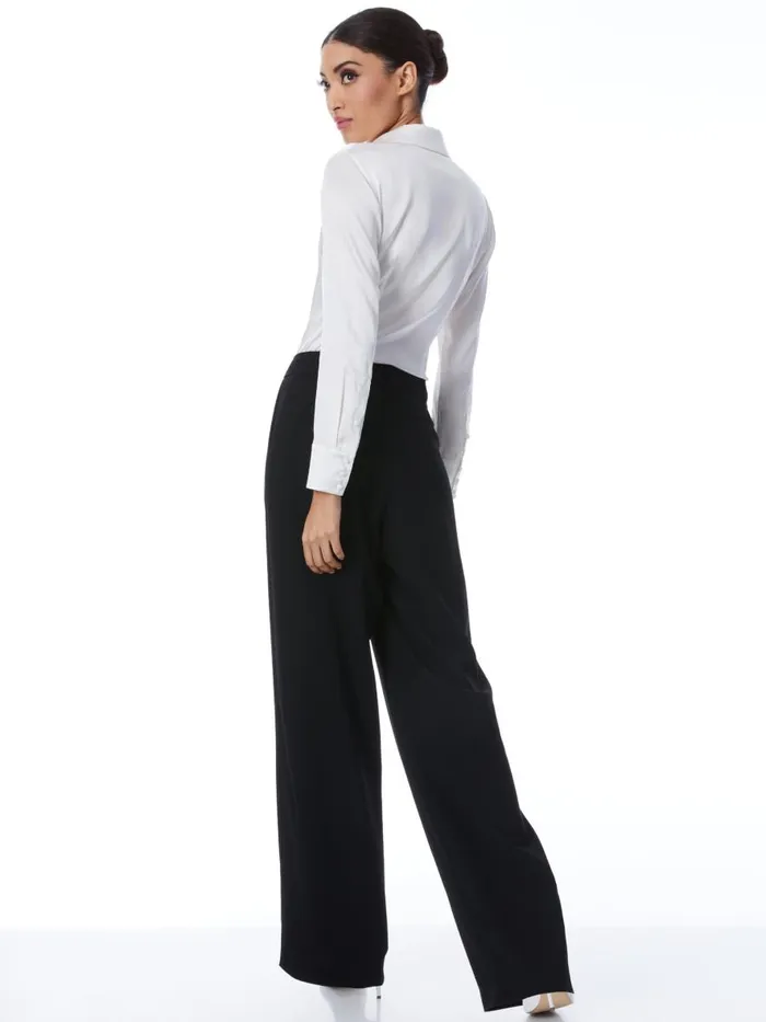 Tops Women Alice Olivia WILLA FITTED PLACKET TOP Black