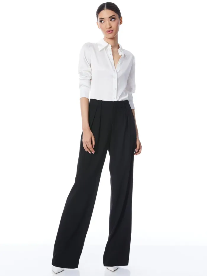 Tops Women Alice Olivia WILLA FITTED PLACKET TOP Black