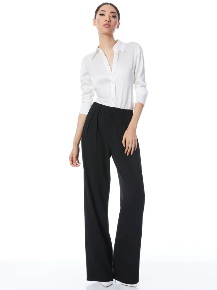 Tops Women Alice Olivia WILLA FITTED PLACKET TOP Black