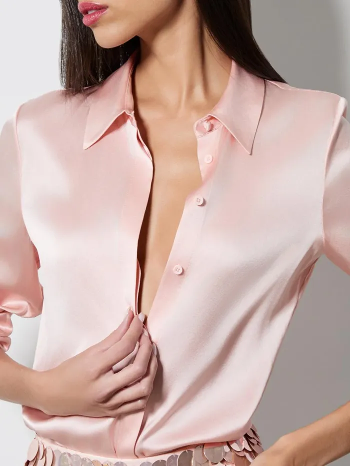 Tops Women Alice Olivia WILLA PLACKET TOP Bright Ruby