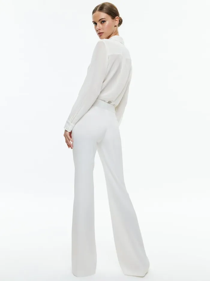 Tops Women Alice Olivia WILLA RELAXED PLACKET TOP WITH PIPING DETAIL Off White