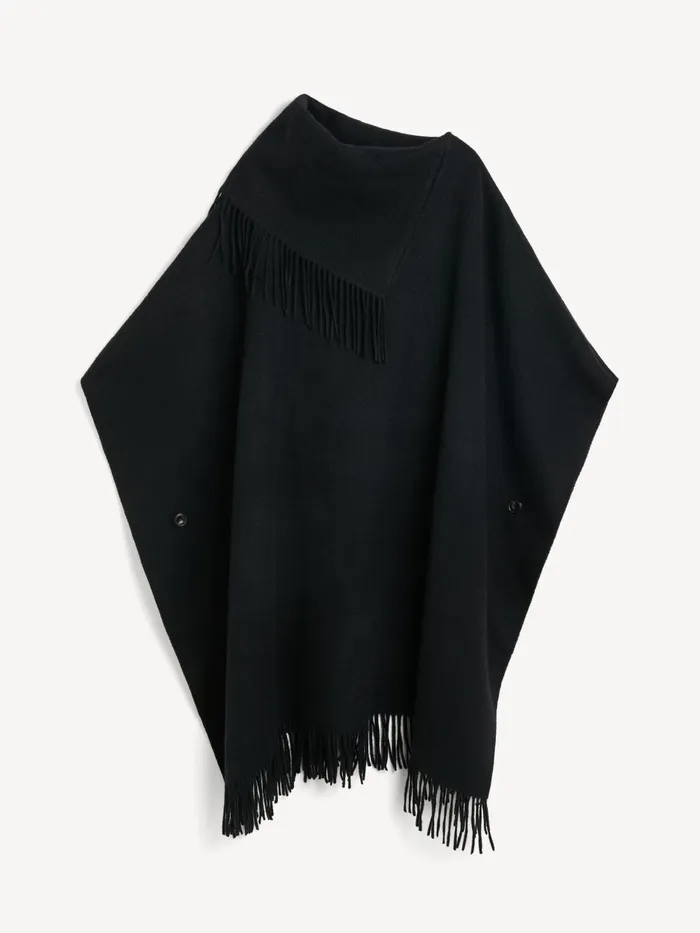 Turtlo Wool Poncho Black Women By Malene Birger Scarves
