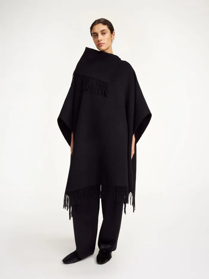 Turtlo Wool Poncho Black Women By Malene Birger Scarves