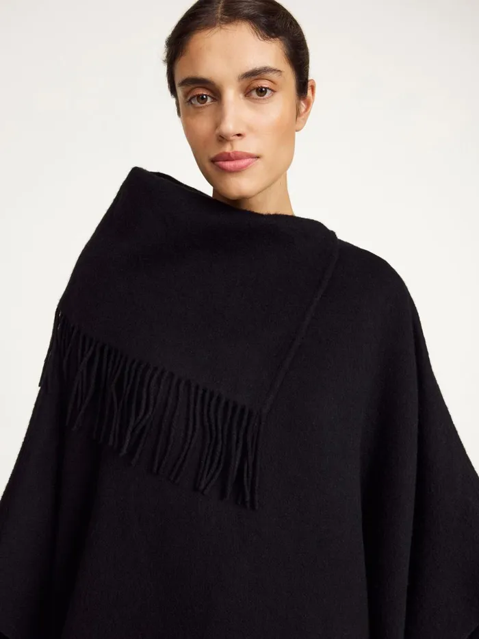 Turtlo Wool Poncho Black Women By Malene Birger Scarves