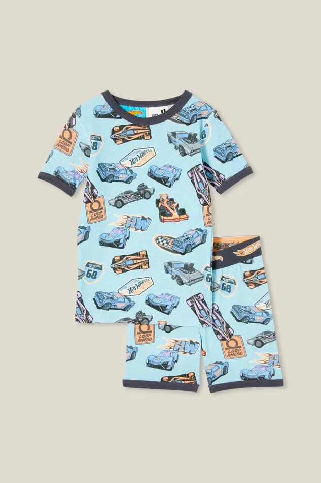 Tyler Short Sleeve Pyjama Set Licensed Lcn Mat Frosty Bluehot Wheels Fast Cars GirlsBoys Cotton On Sleepwear