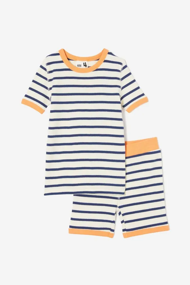 Tyler Short Sleeve Pyjama Set Marian Stripe Dark Vanilla In The Navy GirlsBoys Cotton On Sleepwear Tyler Short Sleeve Pyjama Set Marian Stripe Dark Vanilla In The Navy GirlsBoys Cotton On Sleepwear