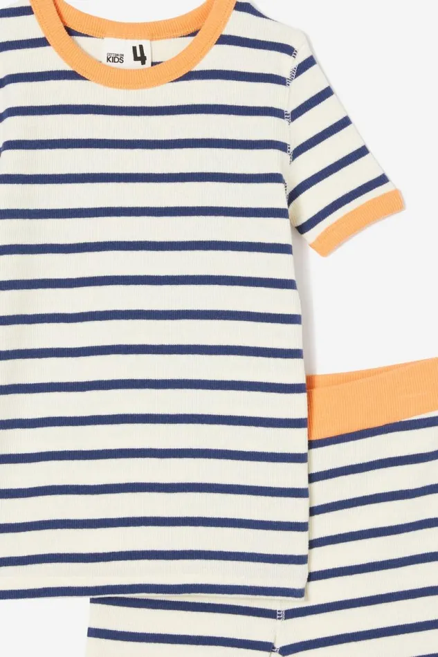 Tyler Short Sleeve Pyjama Set Marian Stripe Dark Vanilla In The Navy GirlsBoys Cotton On Sleepwear Tyler Short Sleeve Pyjama Set Marian Stripe Dark Vanilla In The Navy GirlsBoys Cotton On Sleepwear
