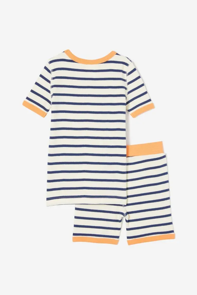 Tyler Short Sleeve Pyjama Set Marian Stripe Dark Vanilla In The Navy GirlsBoys Cotton On Sleepwear Tyler Short Sleeve Pyjama Set Marian Stripe Dark Vanilla In The Navy GirlsBoys Cotton On Sleepwear
