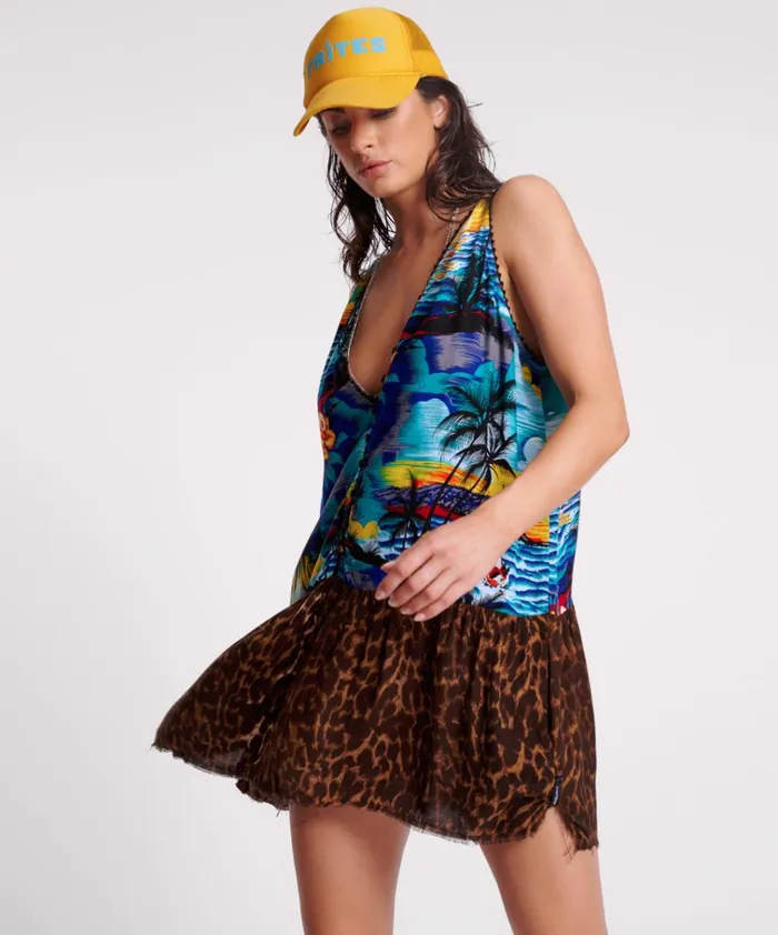 UTOPIA LEOPARD PRINT HAWAIIAN POP OVER DRESS Women One Teaspoon Mini Dresses