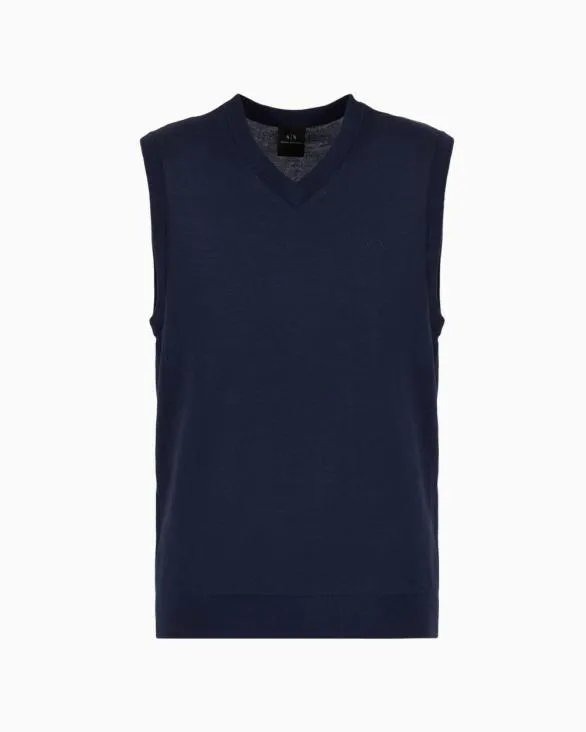 Vneck Vest Navyblue Men Armani Knitwear