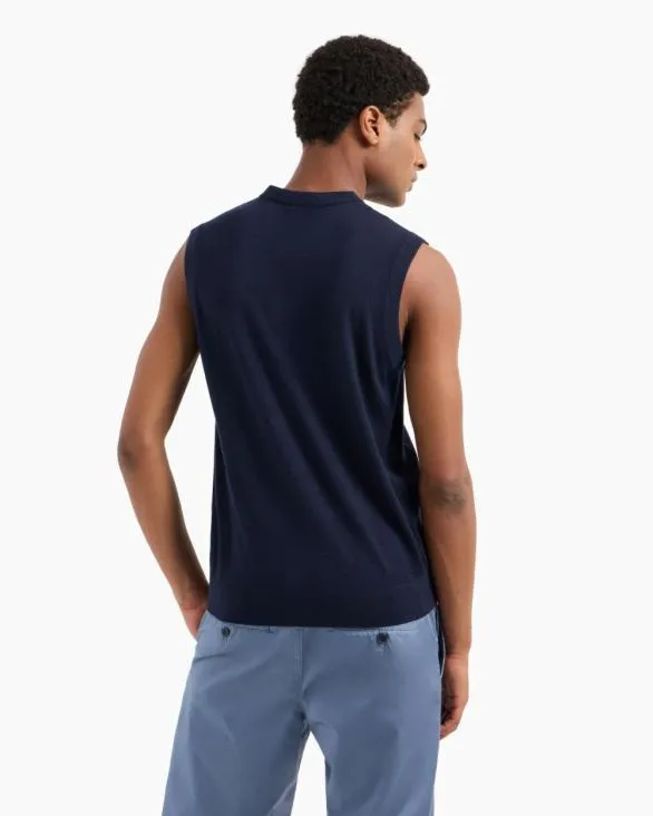 Vneck Vest Navyblue Men Armani Knitwear Vneck Vest Navyblue Men Armani Knitwear