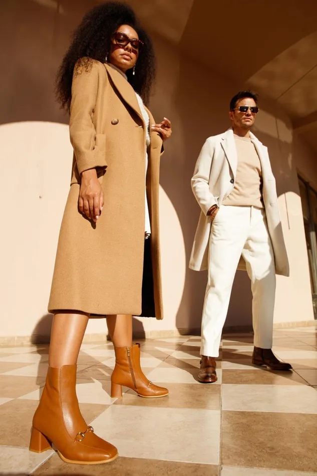 Vinci Leather Boots and Booties The Bukres Tan Leather Block Heel Mid Calf Boot 8211 Women