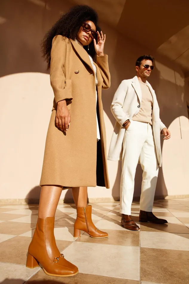 Vinci Leather Boots and Booties The Bukres Tan Leather Block Heel Mid Calf Boot 8211 Women