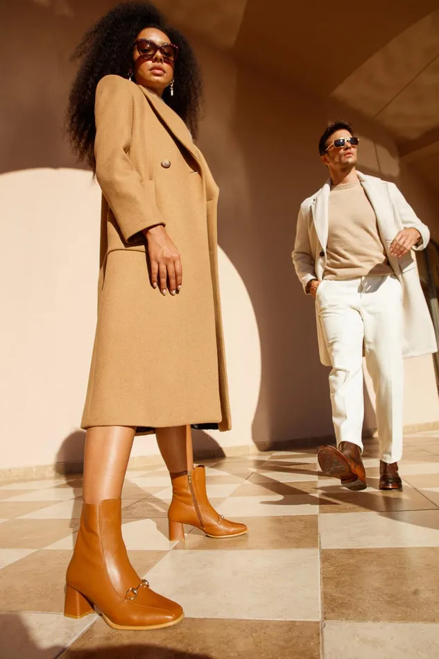 Vinci Leather Boots and Booties The Bukres Tan Leather Block Heel Mid Calf Boot 8211 Women